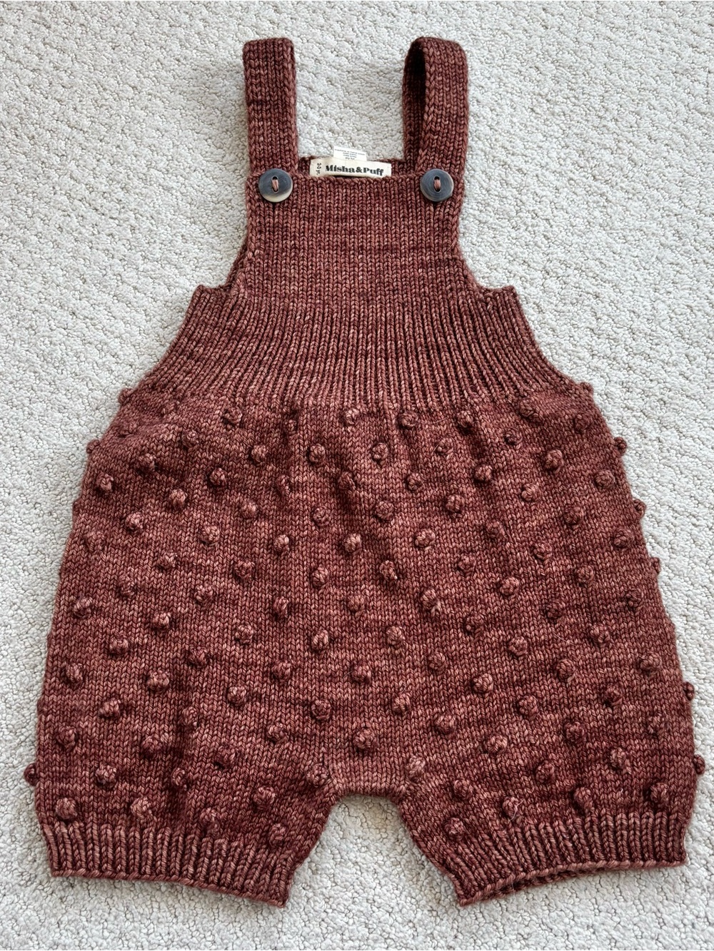 Misha and puff popcorn romper merino wool brown